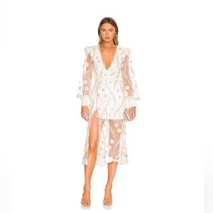 Zhivago White Rabbit Floral Embroidered Midi Dress Size 6